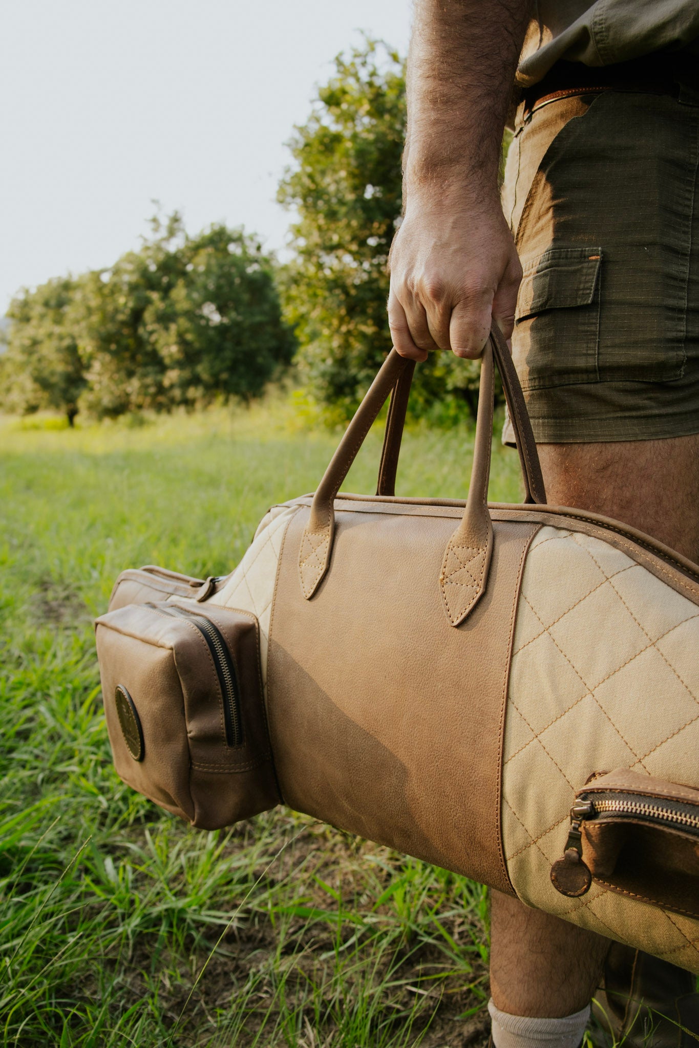 Leather & Khaki Canvas Rifle Bag