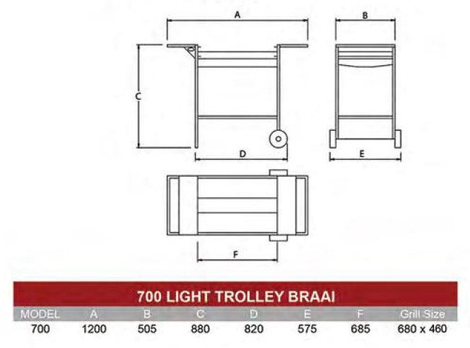 700 Mobile Trolley Braai