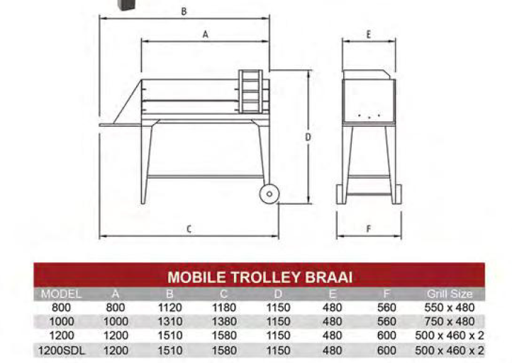 800 Mobile Trolley Braai